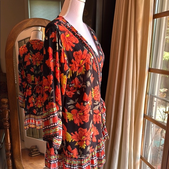 Vibrant Red and Orange Midi Dress - Picture 7 of 9